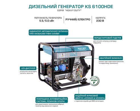 Дизельний генератор Könner & Söhnen KS 6100HDE (EURO V)