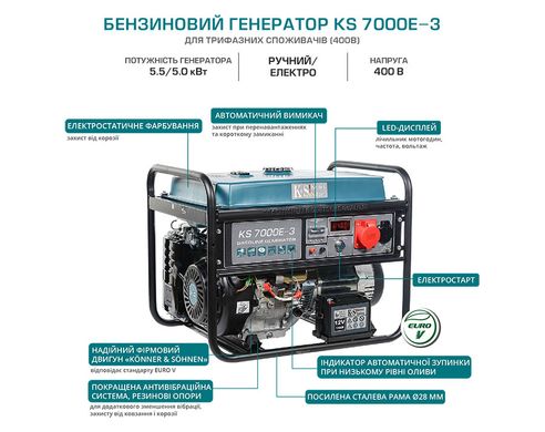 Бензиновый генератор Könner & Söhnen KS 7000E-3