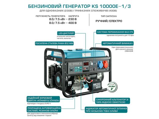 Бензиновый генератор Könner & Söhnen KS 10000E 1/3