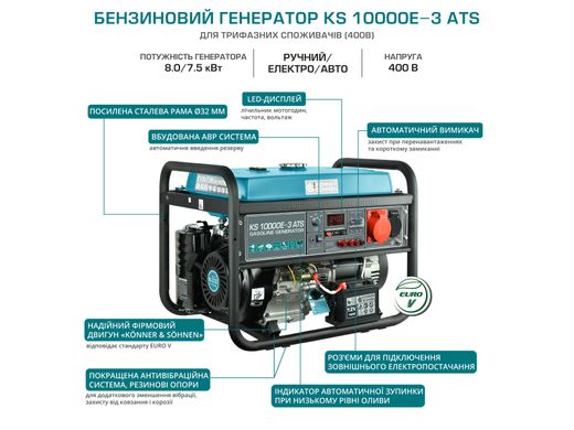 Бензиновый генератор Könner & Söhnen KS 10000E-3 ATS