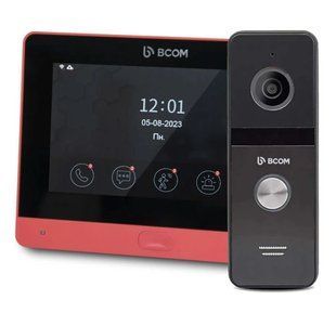 Комплект Wi-Fi відеодомофонa 7" BCOM BD-760FHD/T Red з підтримкою Tuya Smart + BT-400FHD Black