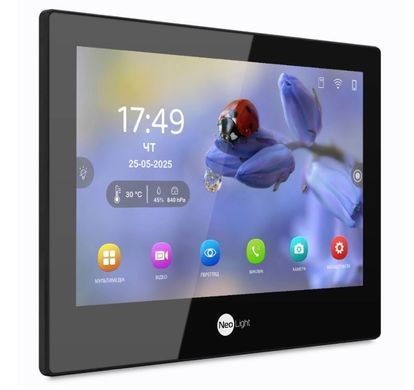 Комплект Neolight ALPHA Hybrid IP KIT B/Graphite: гибридный видеодомофон 8" с Wi-Fi, 2 Мп видеопанель и PoE адаптер для вызовной панели.
